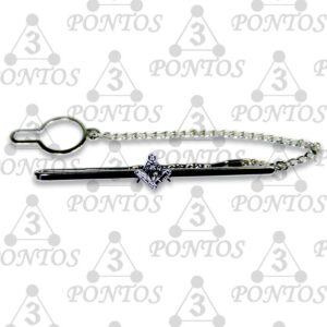 Prendedor prata com esquadro e compasso